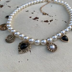 Claire's Pearl with Charms Necklace